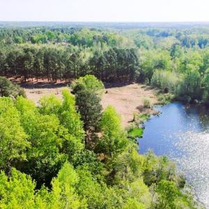 Aerial View - Pond & Barns