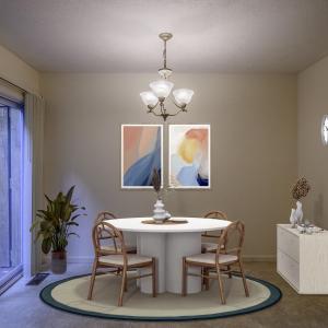 Trimmer Breakfast nook staged