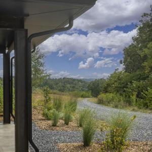 A large architectural overhang