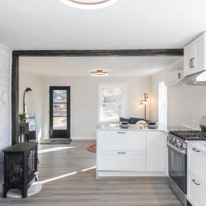 Kitchen with wood stove