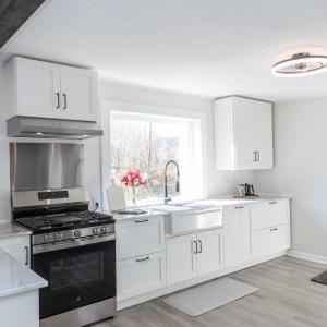 Kitchen with rear door access