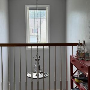 The beautiful window at the top of the stairs!