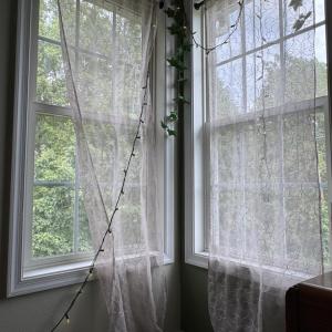One of the prettiest parts of the room are the double corner windows.