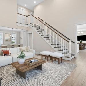 Staircase to Second Level Living Room Virtually Stagged