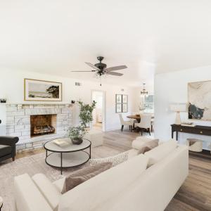 Staged to show potential room use and layout