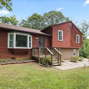 Newly painted cedar siding