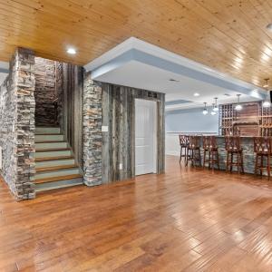 Engineered wood flooring throughout