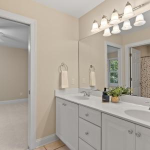 Jack & Jill bathroom with double sinks shared b/t bedroom 3 & 4 making this the 3rd full bathroom upstairs