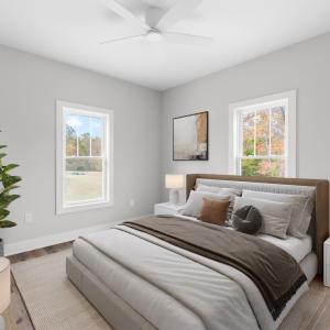 Bedroom #3 right of second full bath (Virtually Stagged)