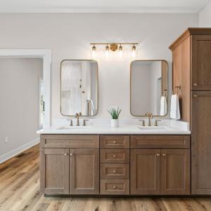 Primary Bathroom with lots of cabinet space.  No builder grade here!