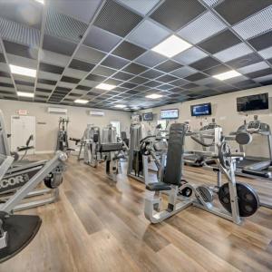 Community gym is located right off the year round indoor pool!
