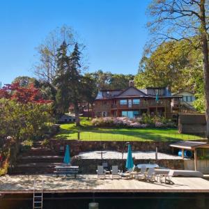 Property View from Timberlake shows docks, front yard & Beautiful Home