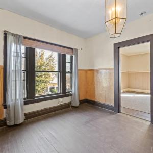 The upstairs "foyer" is 8'10"w x 10'11" so you can make a nice seating area in front of the beautiful large front window.