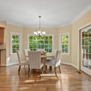 Large open breakfast area overlooking the deck of back home.