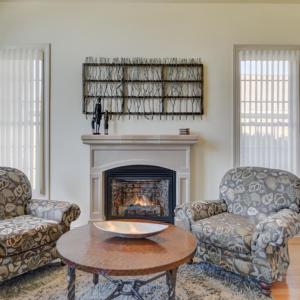 Gorgeous Keeping Room open to the kitchen, breakfast area with vaulted ceiling, gas log limestone fireplace