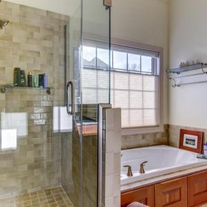 Relax in soaking tub! Beautiful tile shower!