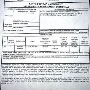 LETTER OF MAP AMENDMENT DETERMINATION DOCUMENT (REMOVAL) RECORDED IN BEDFORD COUNTY