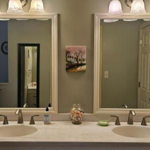 New Corian countertop &with dual sinks.