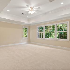 Primary bedroom with lots of natural light and tray ceiling.  All bedrooms upstairs have brand new carpet.