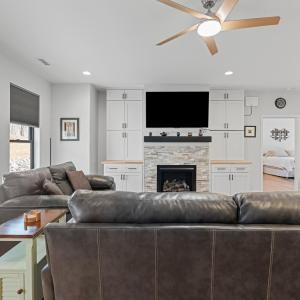 Great Room with gas fireplace and built-in cabinetry