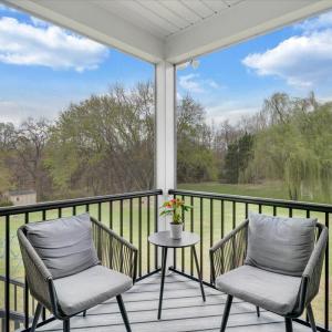 Screened porch with enough room for a separate sitting area