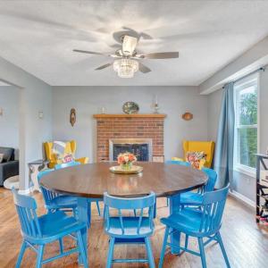 Spacious family room with gas log fireplace