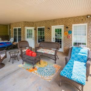Terrace level patio,  with sun shades, off of the food garden
