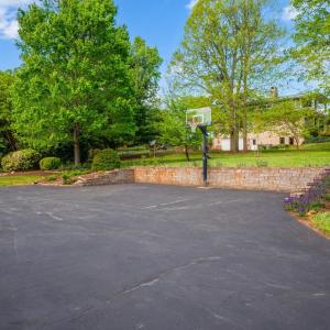 Super large parking area with basketball court