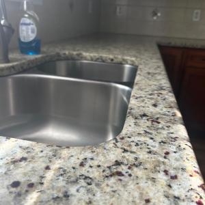 Granite counter tops in kitchen.