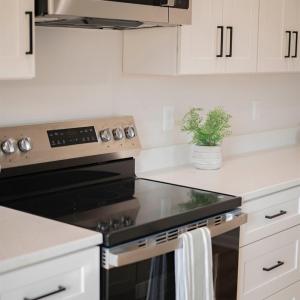 Open Concept kitchen with quartz counters, oversized island, door to deck, etc *Fridge ordered and scheduled to be installed.