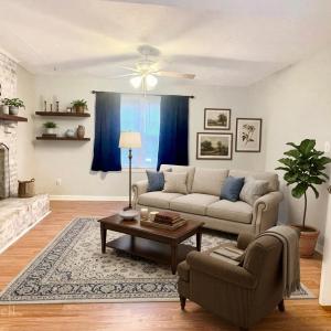Virtually staged lower level den