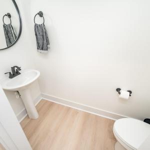 Powder room on main level.
