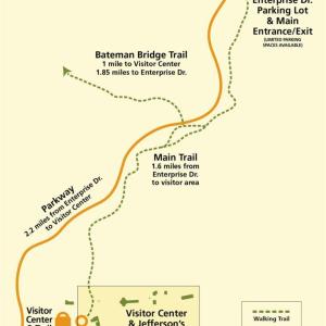 Poplar Forest Parkway Trail Map. Beginning at Enterprise Drive and ending at Thomas Jefferson's Forest Poplar Forest Home.