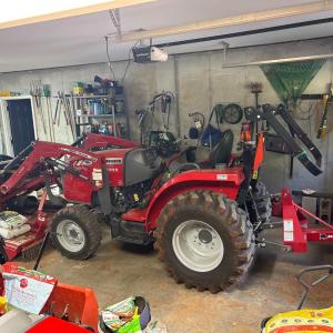 Tractor, Box Blade, Brush Hog, and Scraper Blade all for $18,000 with acceptable offer on home!
