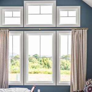 Custom window treatments and curtain rod. Beautiful!!!