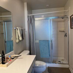 Ensuite Bedroom 1 bathroom with walk-in closet and linen closet