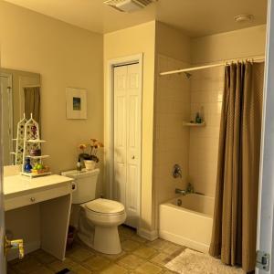 Bathroom #2 has a tile shower and tub, linen closet 2 access doors