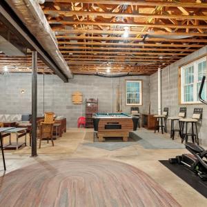 Basement-exercise and game room