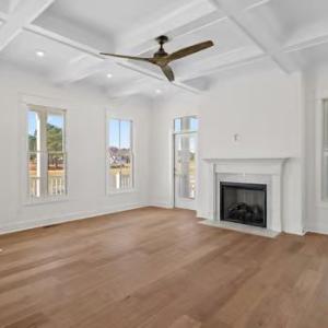 Family Room with Coffered Ceiling