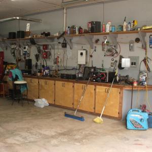 Interior of garage/shop (notice built-in cabinets)