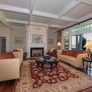 Living area with coffered ceiling