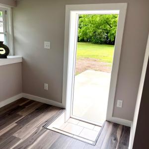 Back door leading to new patio