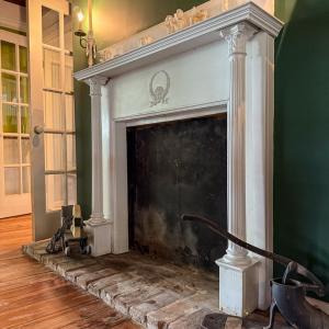 Fireplace in dining room