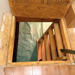 Closet access to the crawlspace.  Crawlspace has vapor barrier