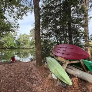 Kayaks near fishing dock