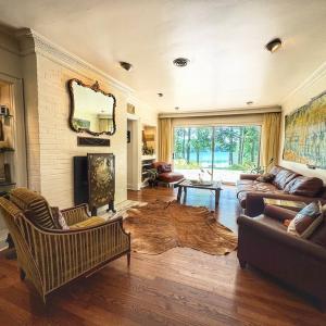 Living room overlooking lake