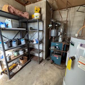 Mechanical room inside attached garage.