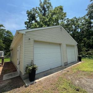 front of detached garage