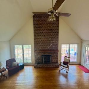 Wood burning fireplace.