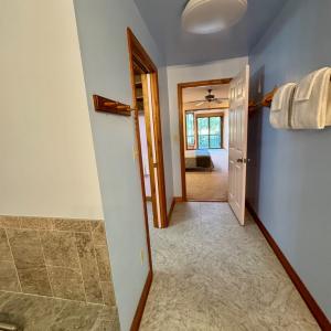 looking from primary ensuite into bedroom